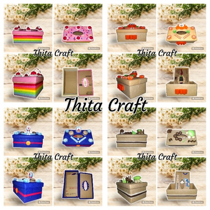 Kreasi Kerajinan Tangan Kotak Tissue Kardus Tempat Tisu Kain Flanel Karakter Cake Kue Murah