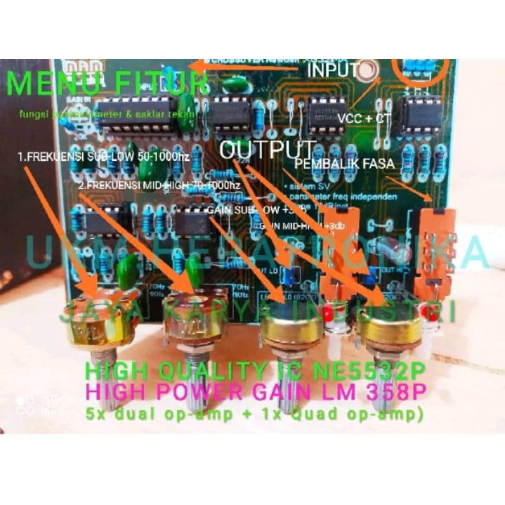 Kit Crossover Aktif 2 Way Suara Jernih Subwoofer Rendah Horeg Main 2Ch Power