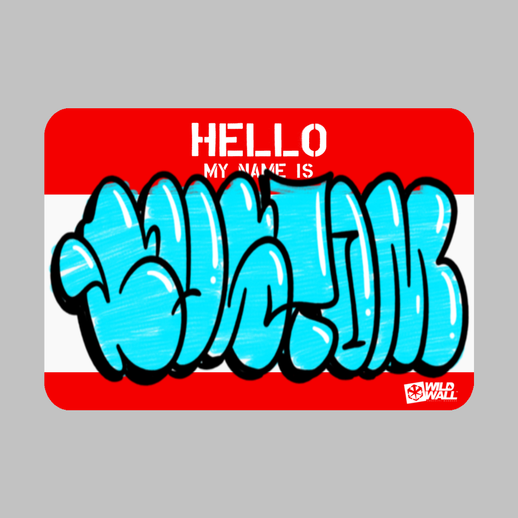 

custom sticker stiker hello my name is graffiti throwup tagging nama sendiri crew clan comunitas
