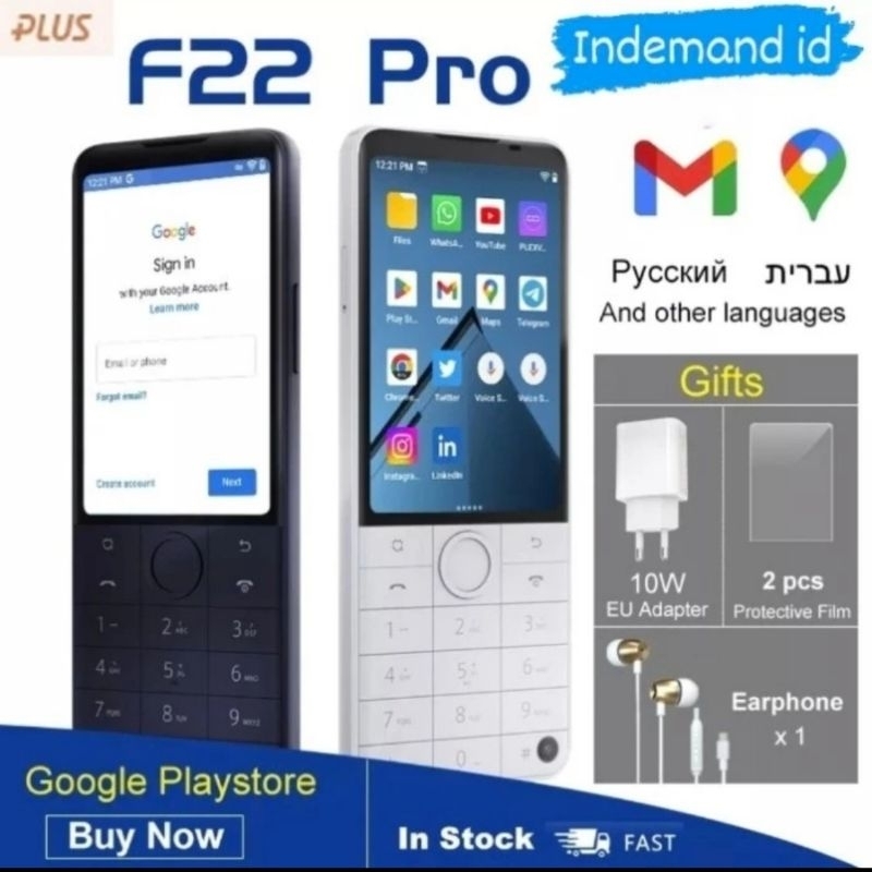 Hp Qin F22 Pro Play Store 4GB 64GB Smartphone LayarSentuh Putih 4GB/64GB
