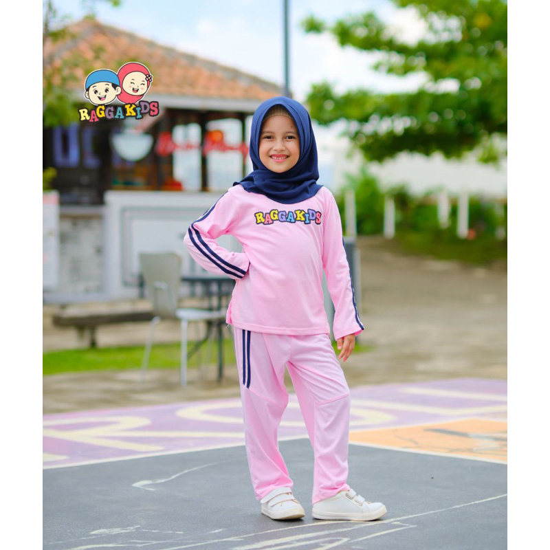 (3-13 tahun) Pink Set OR Baju Setelan Seragam Olahraga Anak Perempuan Raggakids Training I TK SD MI