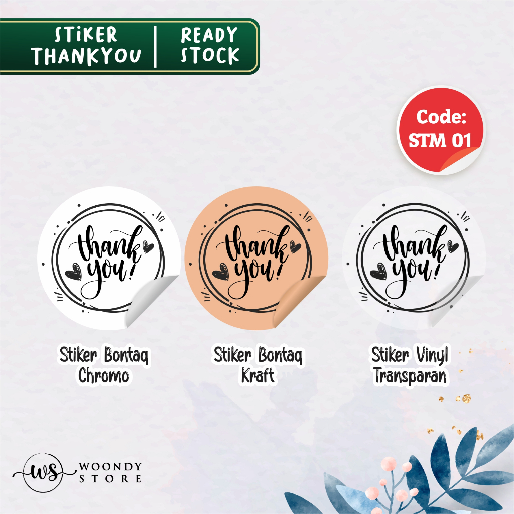 

[30 PCS] STIKER THANK YOU KRAFT TRANSPARAN STM READY STOK