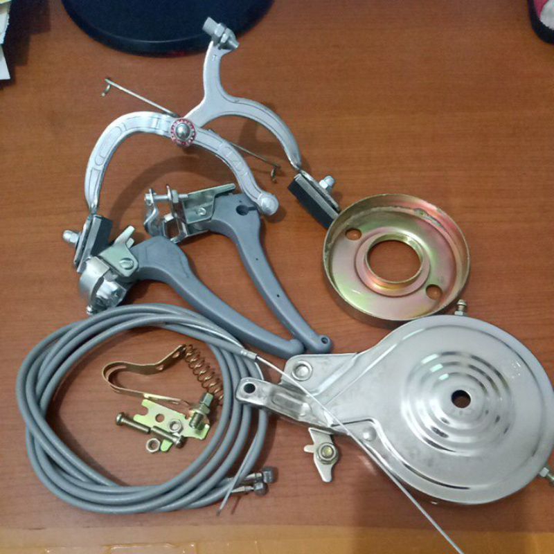 hsshop245 - Rem Tromol Sepeda CTB Jengki Lengkap Set Rem Taya 90mm Taiwan