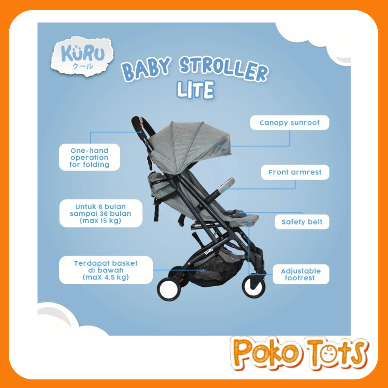 Kuru Baby Lite Compact Cabin Baby Stroller Kereta Dorong Bayi Anak KURU WHS