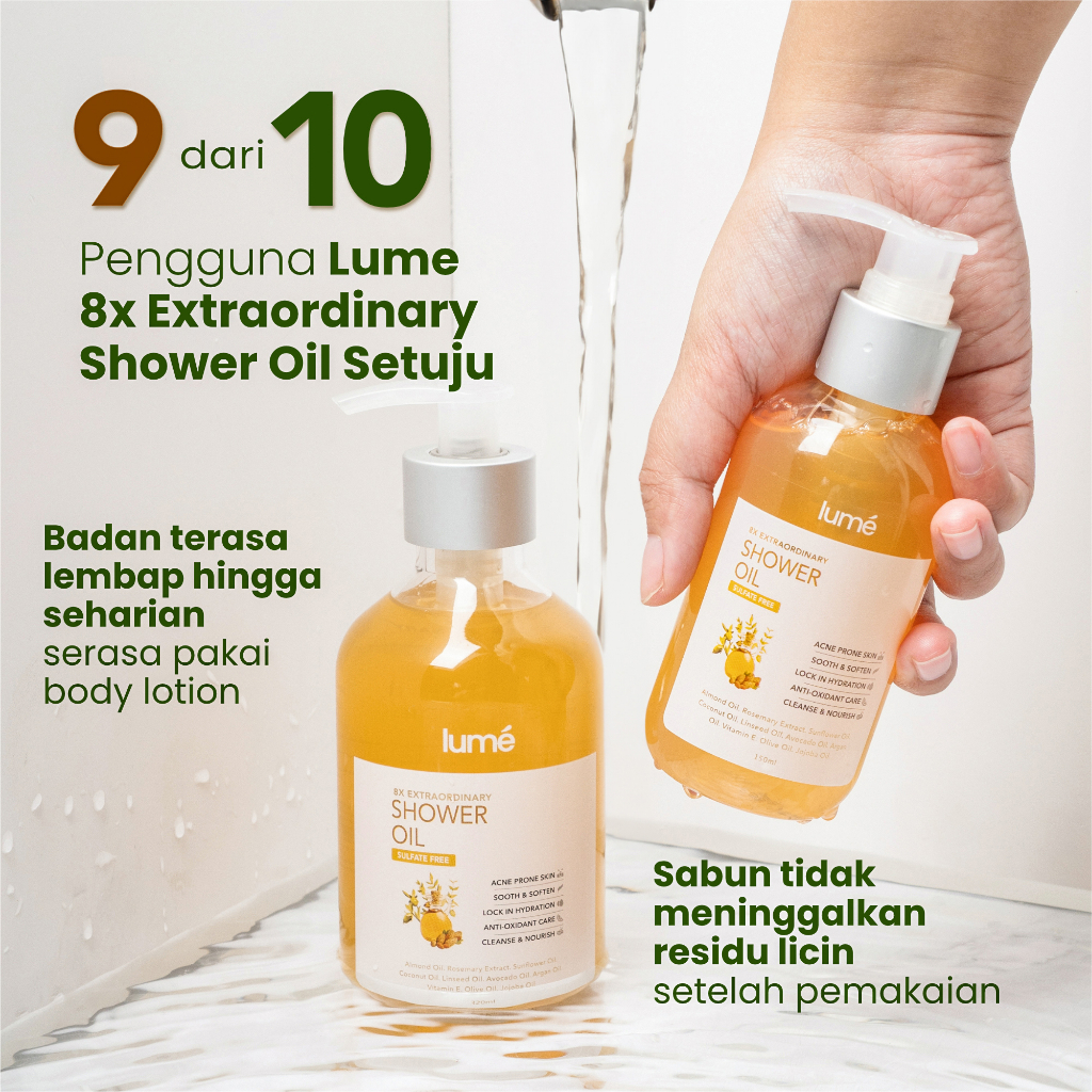 (Free Emas) LUME 8x Extraordinary Shower Oil Body Wash Sabun Mandi NON SULFAT SLS LUMECOLORS