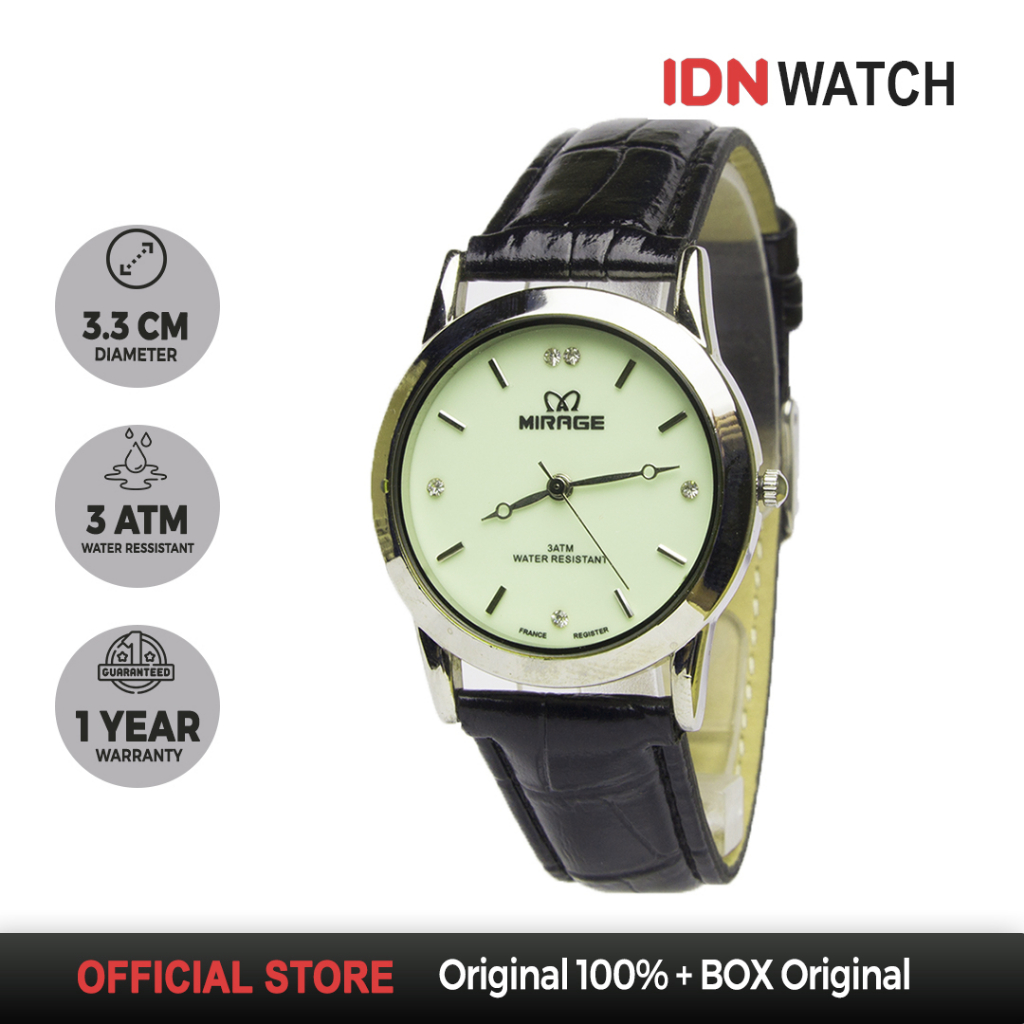 Jam Tangan Mirage Tahan Air Original Kulit Wanita L Series - Glow in the Dark