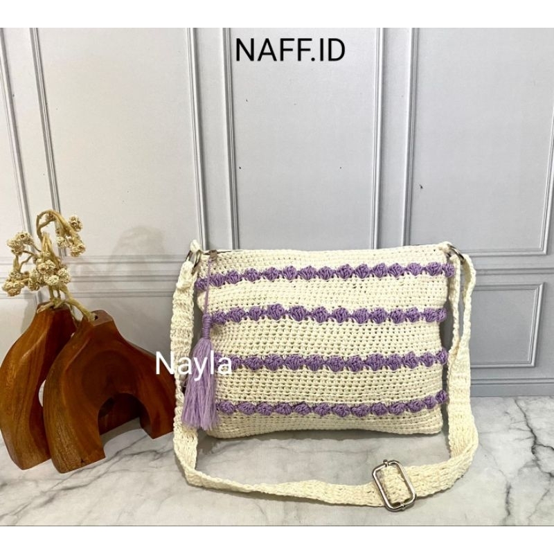 NAFF.ID-&quot;Nayla&quot; Tas Selempang Rajut Handmade Bunga Tulip