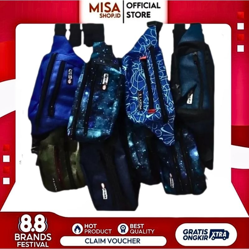 Waist bag cowo Eiger keren motif | tas selempang pria polos kecil mini multifungsi serbaguna Tas can