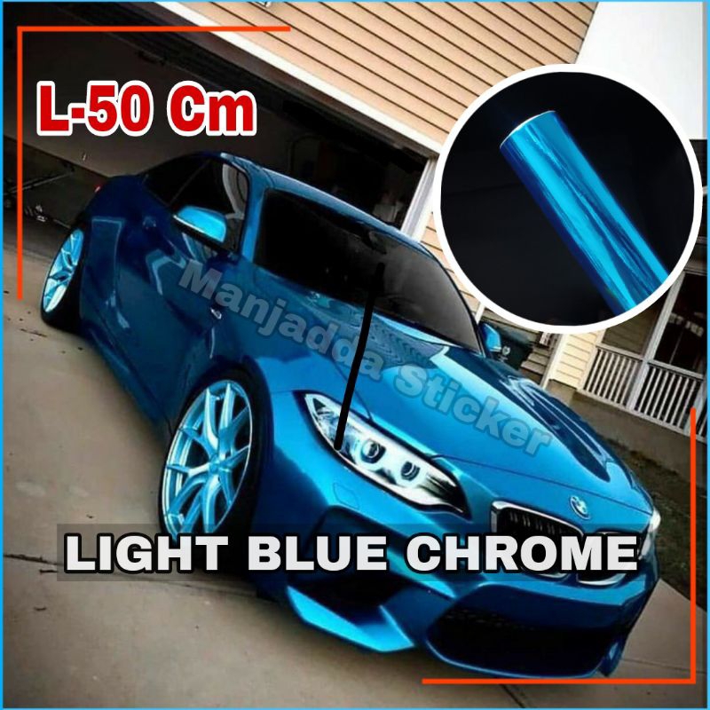 Stiker Skotlet Motor Biru Muda Metalic krom Kualitas Premium