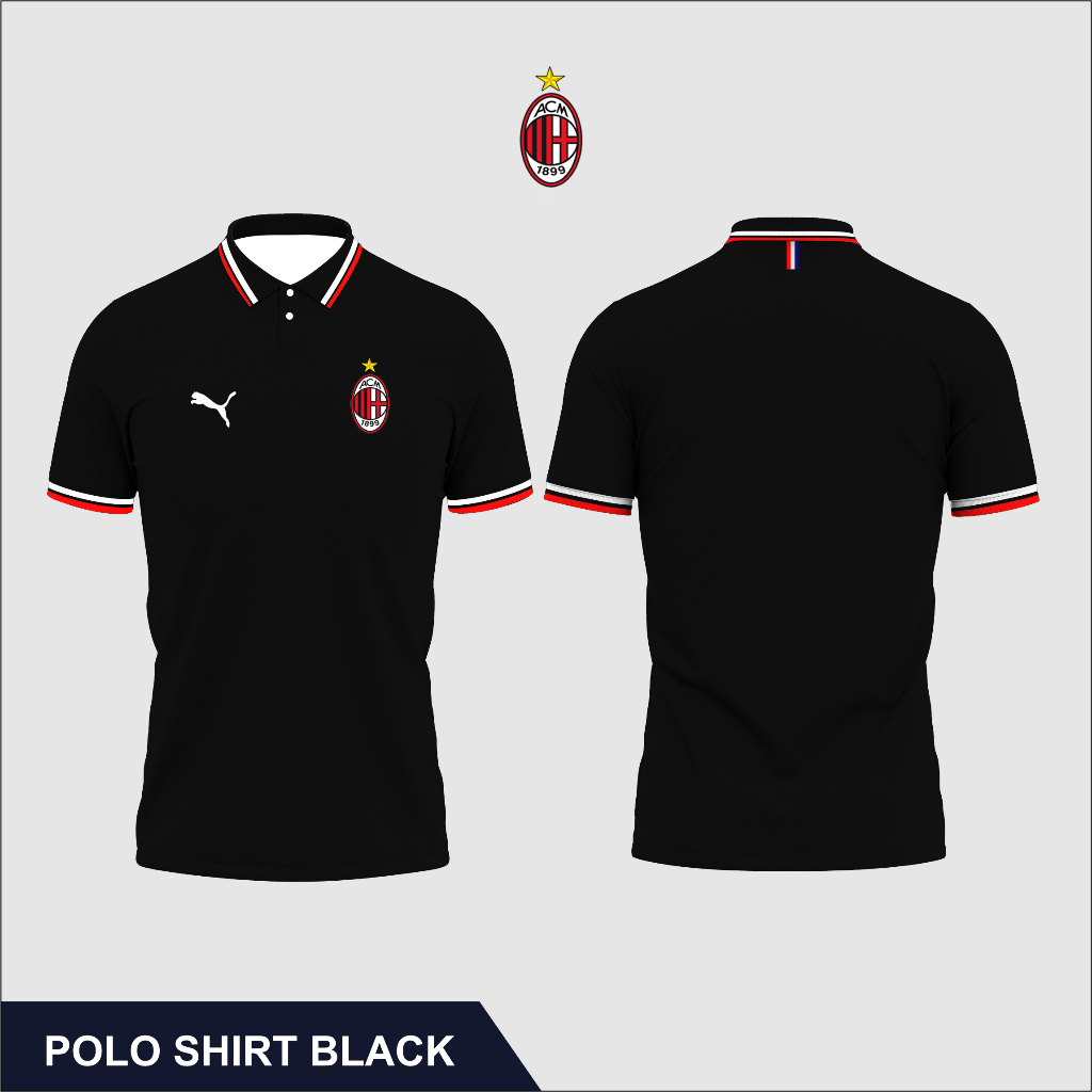 Kaos Pria Ac Milan / Kaos Berkerah Pria / Polo Wangki / Kaos Kerah Pria Casual bahan katun nyaman di
