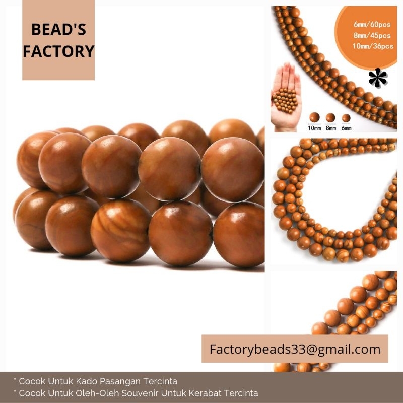 Batu alam bulat Wood grain Jasper 4-12mm