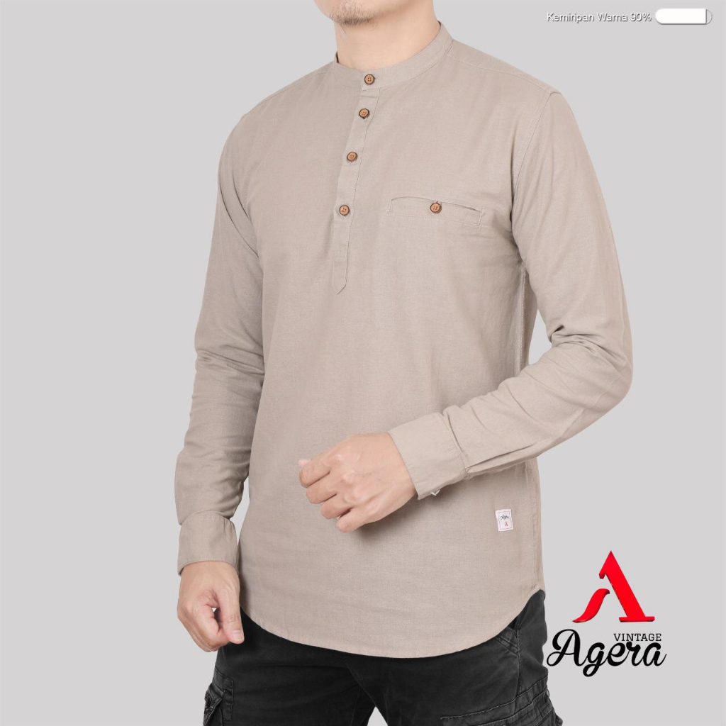 AGERA VINTAGE Baju Pria Kemeja Koko Lengan Panjang Kurta/kemko Original Terbaru