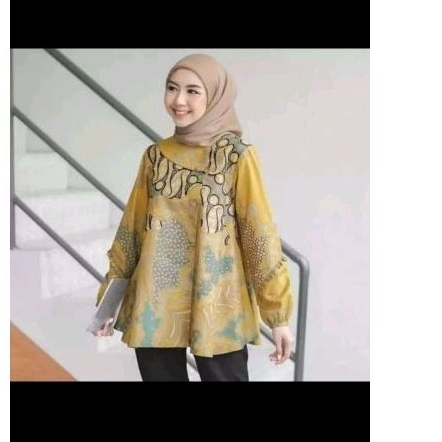Blus Atasan Wanita Sekar Sari Sogan Lapisan Trikot Batik Solo