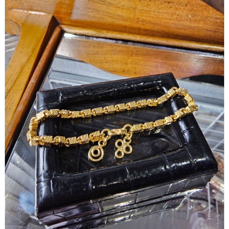 gelang wanita motif balok kecil 15 gram emas 24k