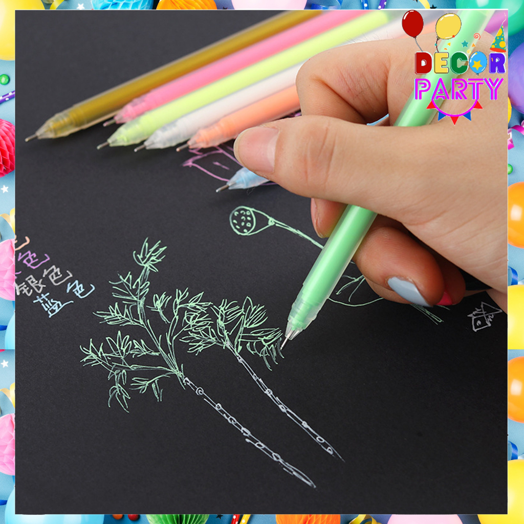 

DP Pena Tinta Glitter Metalik 0.9mm Warna Warni Emas Putih Silver Pulpen Colour Gel Pen Tinta Metallic Ballpoint Craftwork Scrapbook Silver White Gold Gel Ink