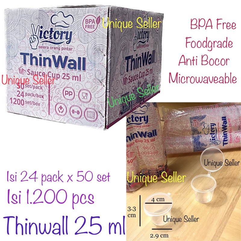 [1 Dus] Thinwall Cup 25 ml Victory isi 1.200 pcs / Thinwal Cup 25ml / Tempat Saos Bumbu 25 ml Victor