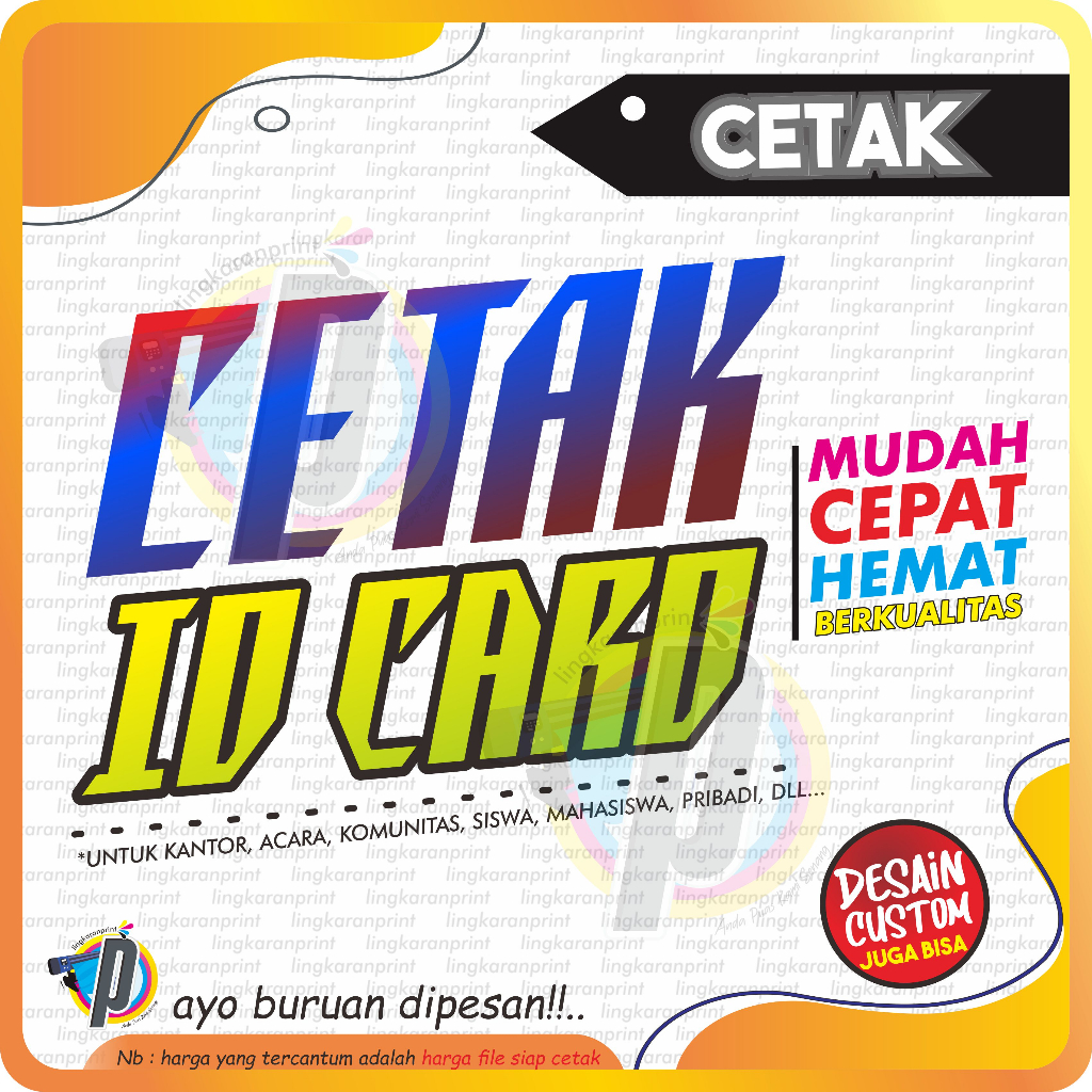 

CETAK ID CARD CUSTOM FULLCOLOUR / ID CARD PELAJAR / CARD MEMBER DLL..