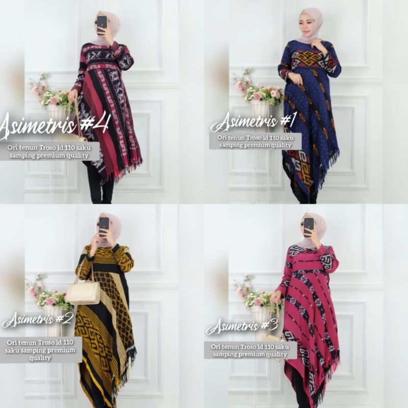 Dress tenun asimetris wanita asli tenun troso - outfit kondangan wanita tenun