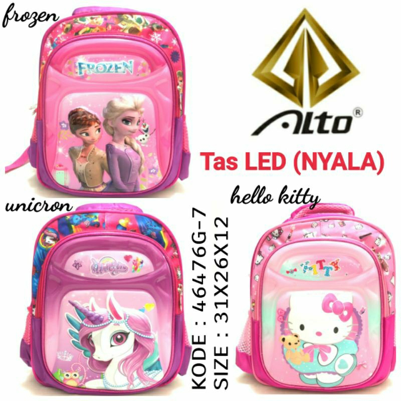 Tas Ransel Paud LED Anak Perempuan Original Alto 46476G-7