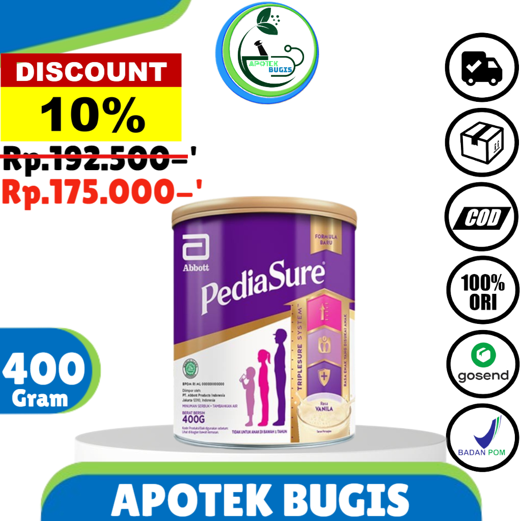 Pediasure Triplesure Vanila/Chocolate 400 Gram - Susu Formula Khusus Anak Malnutrisi/Gizi Buruk