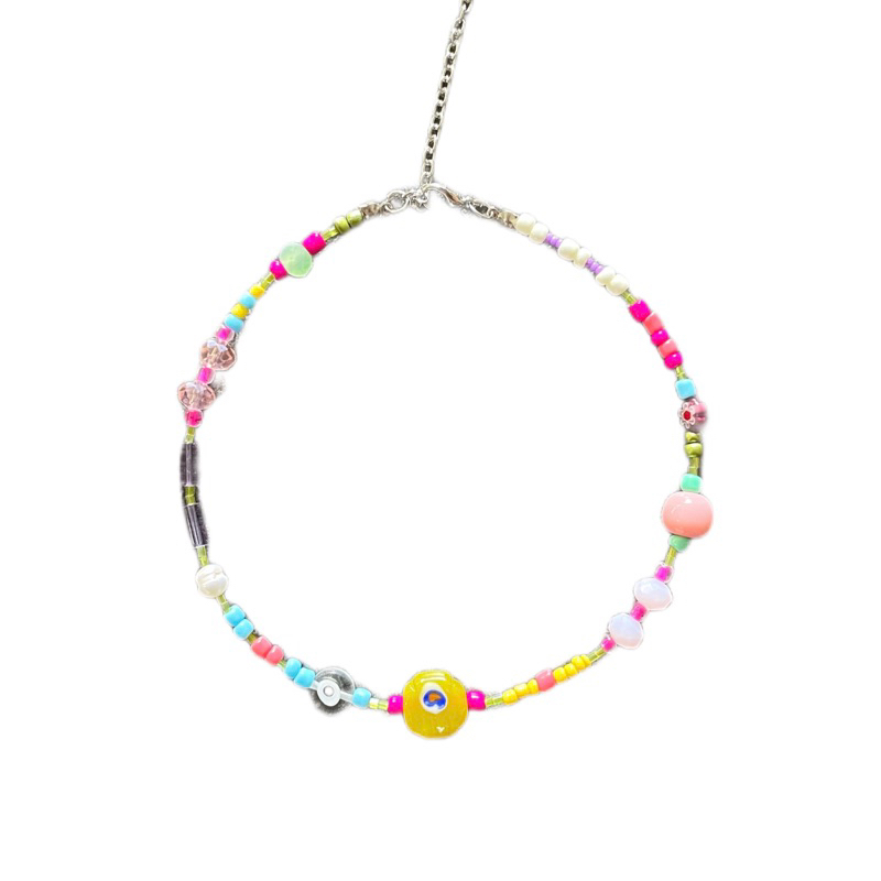 Allie colorful glass beads choker / beaded necklace / kalung manik