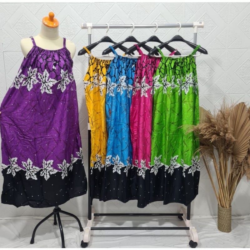 Daster Panjang Wanita Setali Rayon Kekinian Terbaru Jumbo LD 120 Kutung | Baju Tidur Santai Ibu-ibu 