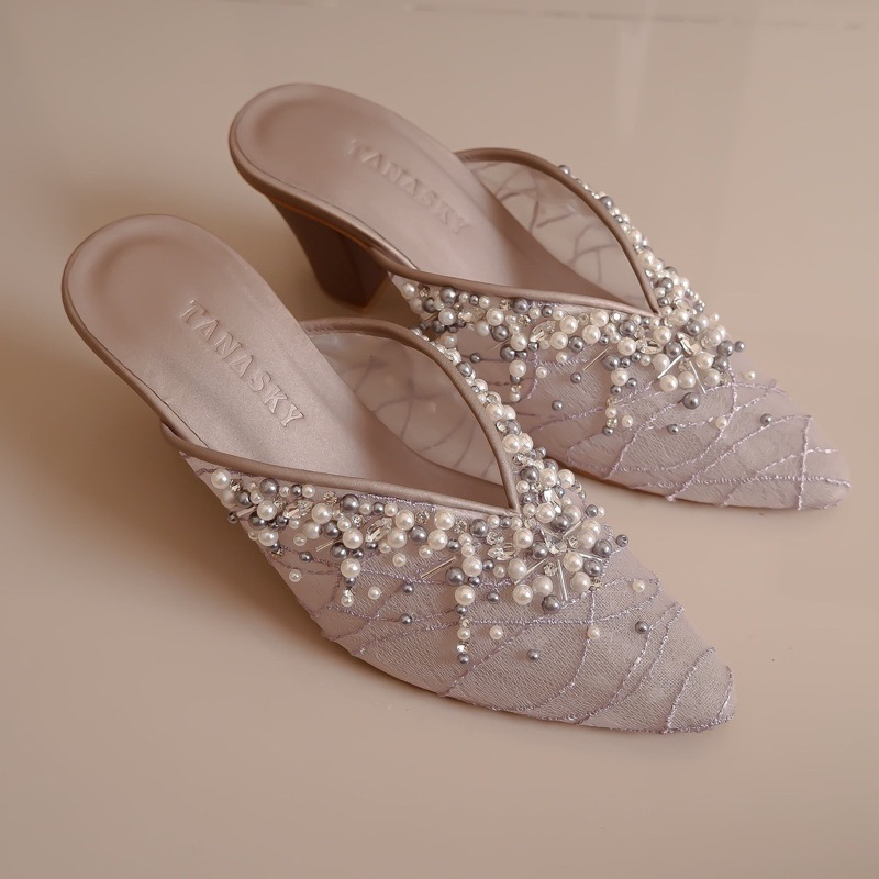 PRELOVED Tanasky - Jelita Wedding Shoes - 7cm Block Heels - Silver 40