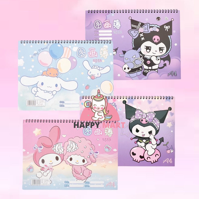 

sketch book / buku gambar motif sanrio kuromi / cinnamoroll / melody