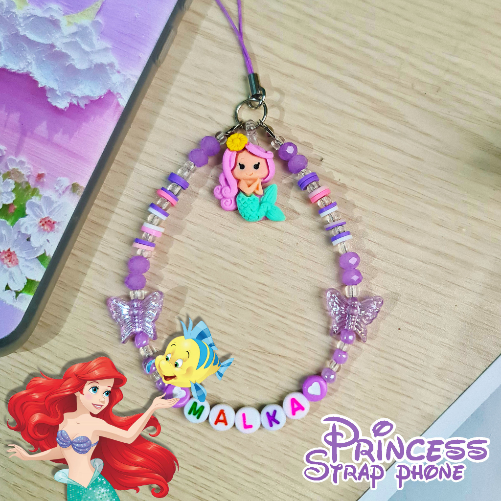 Tali Ponsel, Luggage Tag, Gantungan Kunci, Phone Strap Princess Custom Nama Mr Nanas