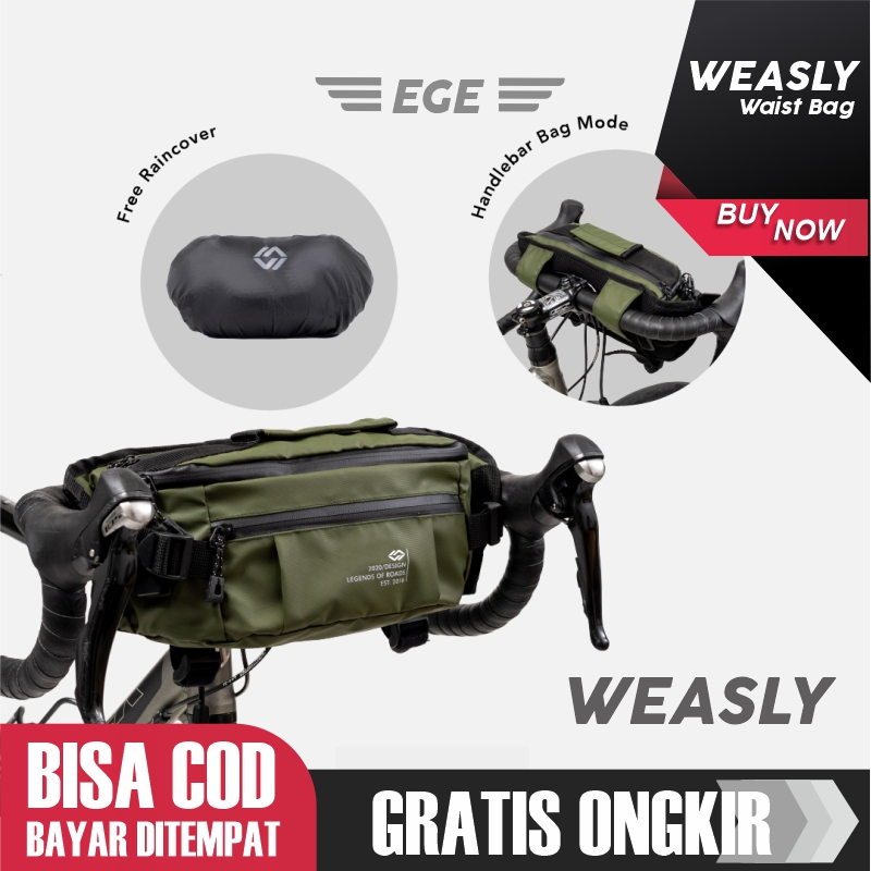 Tas Sepeda Roadbike Touring Lipat Gunung  MTB Handlebar Stang Bag Gravel Bikecamp Selempang Waist Ba