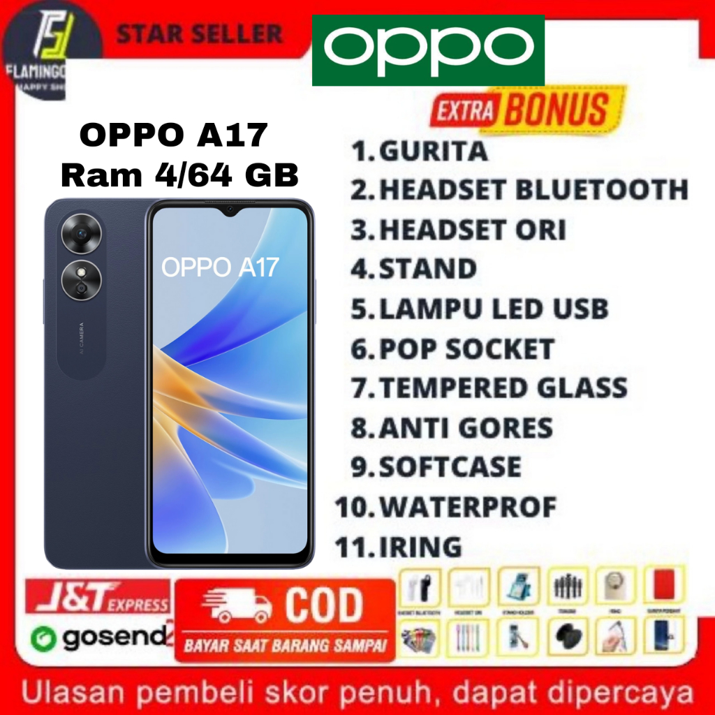 OPPO A17 RAM 4/64GB GARANSI RESMI OPPO INDONESIA
