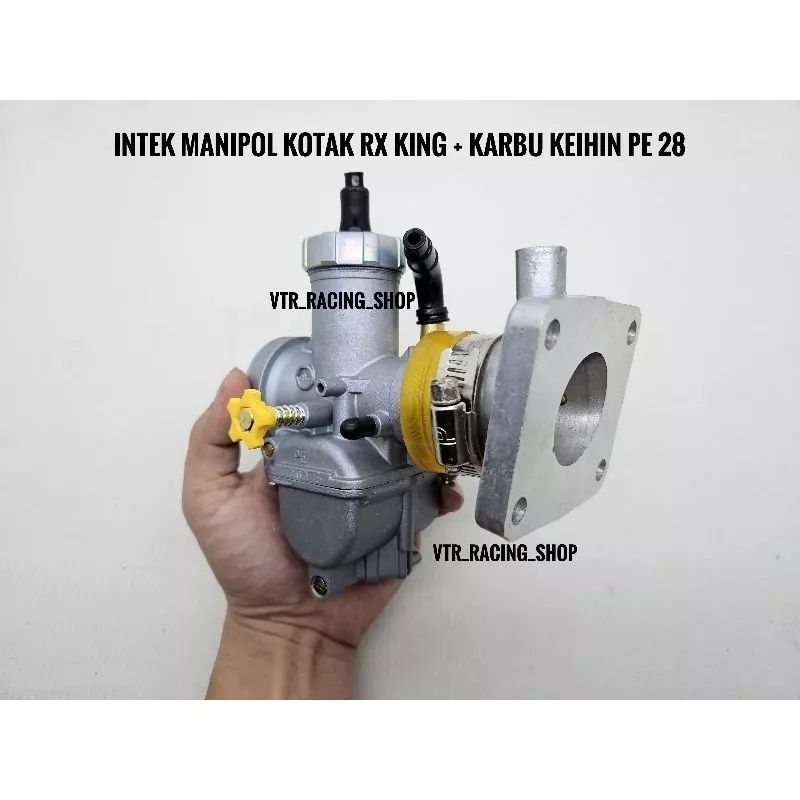 (Paket Murah) Intake Manipol Kotak Rx King Plus Karbu Keihin PE 28 Manipul