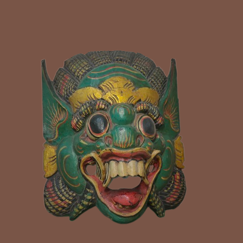 Topeng Barong Leak Bomo Bali Ukuran Besar 50x40cm | Hiasan Dinding Rumah | Pajangan Ventilasi Pintu 