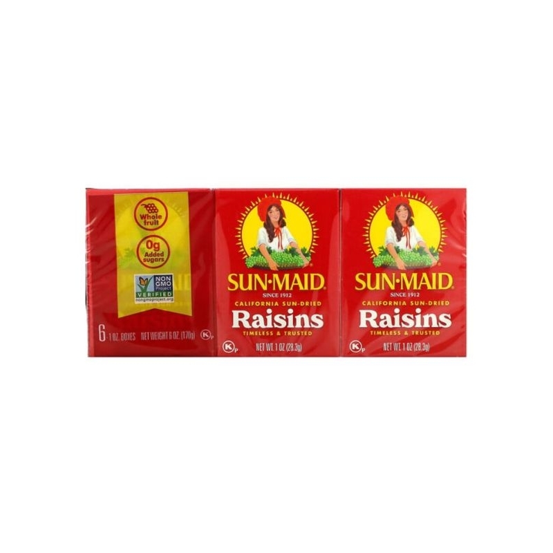 

Sun-Maid California Sun-Dried Raisins 6 Boxes 1 oz 28.3 gr Each