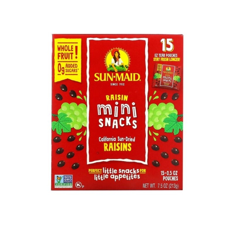 

Sun-Maid Raisin Mini Snacks 15 Pouches 0.5 oz 14 gr Each