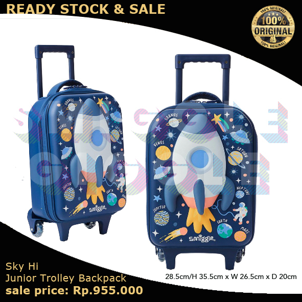 (ORI) Smiggle Sky Hi Junior Trolley Backpack Girl Only