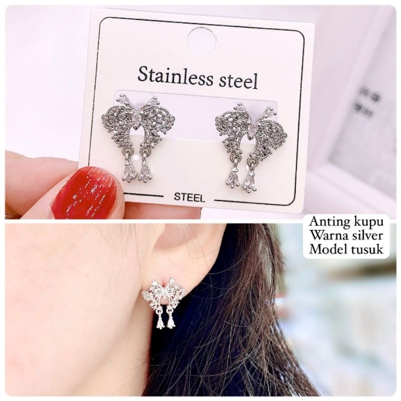 Anting Titanium asli mirip emas asli Premium Quality Anti Karat Anti Alergi Anting Stainless steel Ori At51