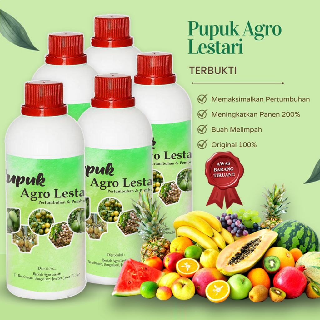 Pupuk Agro Lestari Penyubur Perangsang dan Pelebat Buah - Pupuk Agro Lestari Paket 5 Botol