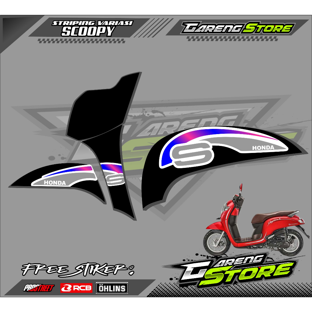 STRIPING VARIASI LIST MOTOR SCOOPY STYLISH / STICKER VARIASI HONDA SCOOPY  STYLISH