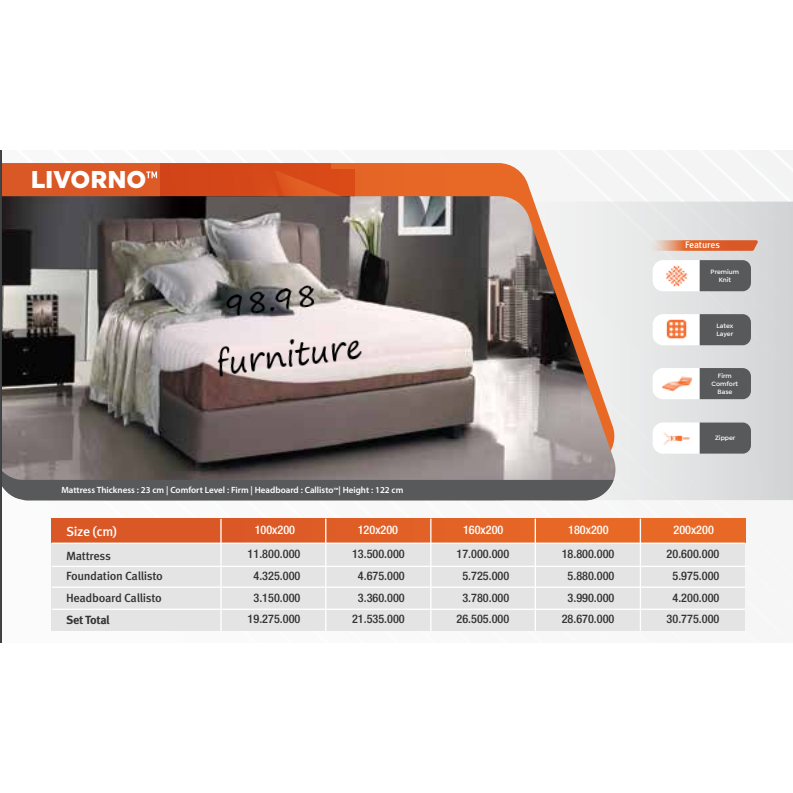 Florence Spring Bed Full Latex TIPE LIVORNO FIRM - Garansi 15 Tahun - Medan