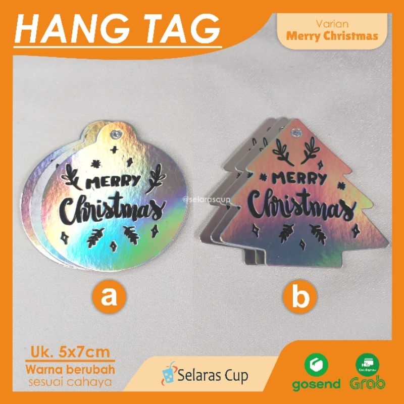 

ISI 20 hang tag hologram merry christmas aksesoris kado natal