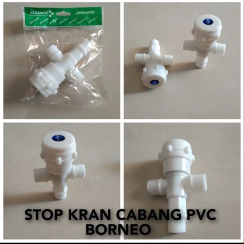 Stop kran cabang plastik pvc putih / stop kran cabang plastik putih