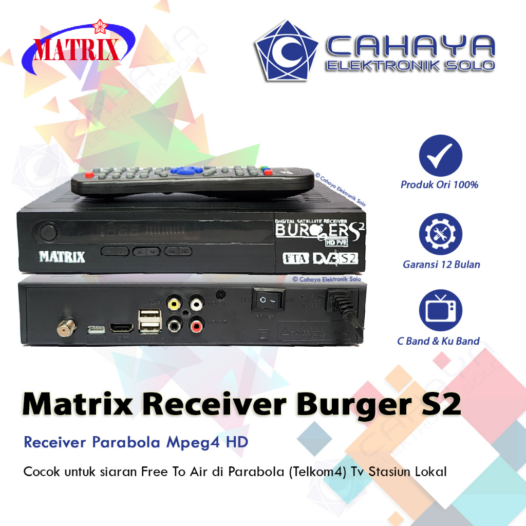 Receiver Parabola Matrix Burger HD S2 Mini Powervu Autoroll TV