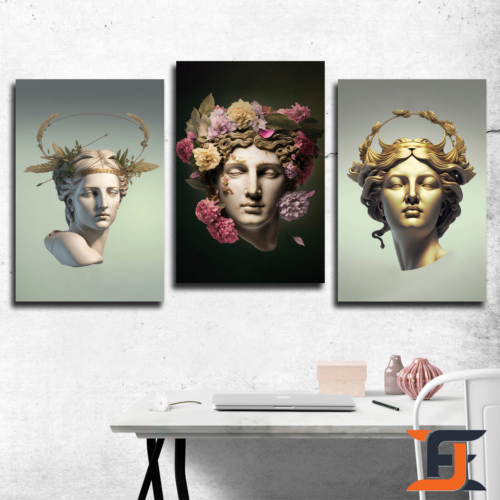 HIASAN DINDING 20X30 SIMPLE MARBEL GREEK STATUE DEWA DEWI YUNANI WALLDECOR NUANSA ABSTRAK PATUNG