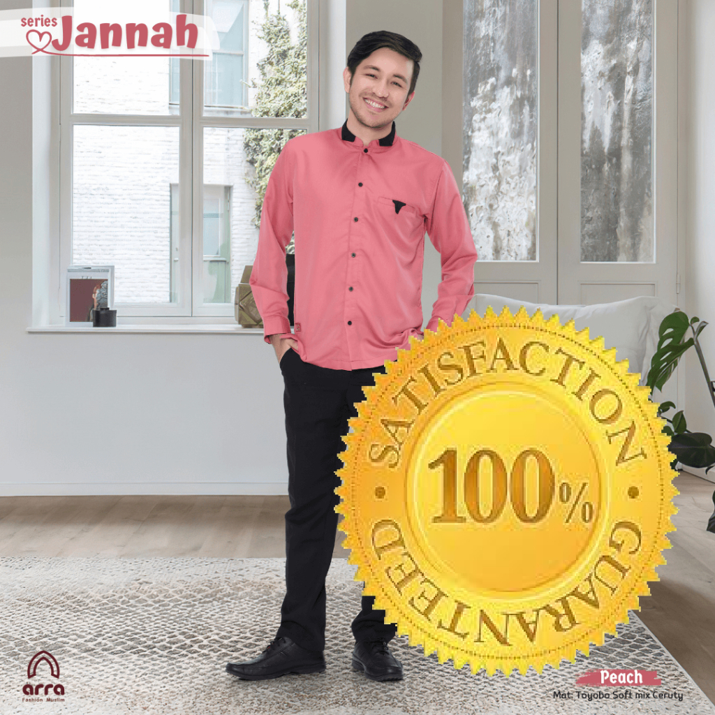 PAKAIAN MUSLIM BAJU KOKO PRIA DEWASA LENGAN PANJANG PREMIUM ORIGINAL TERBARU MURAH KEKINIAN PEACH TO
