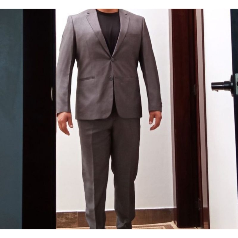 jas pria/jas abu-abu pria/jas 1 set