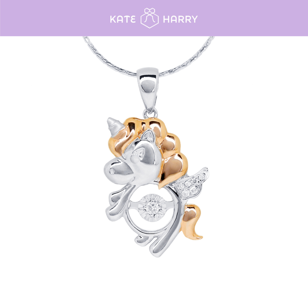 Kate Harry Jewellery - Liontin Anak Berlian Eropa Emas Unicorn Two Tone Gold