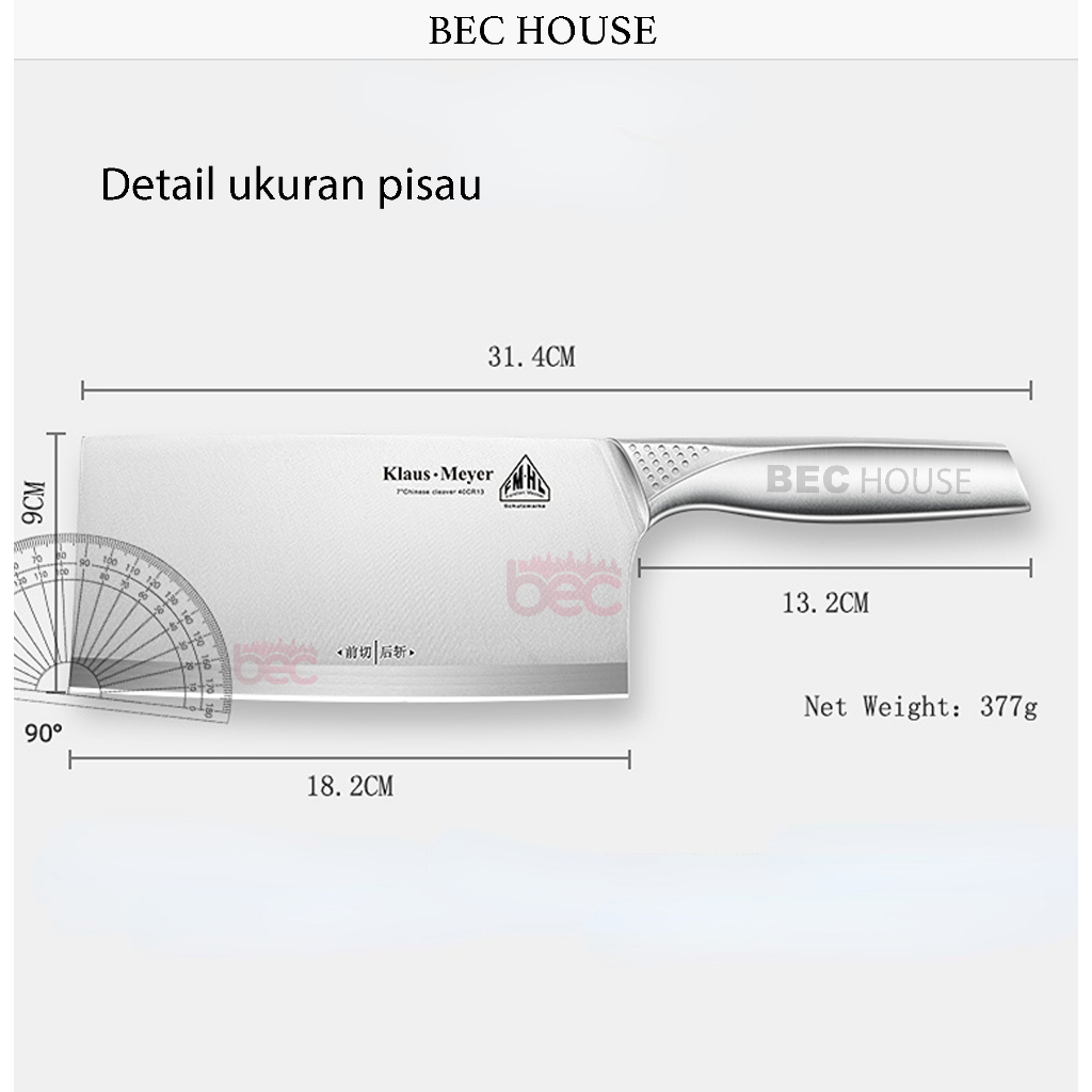 [Klaus-Meyer] Pisau Dapur Jerman Stainless Steel Multifungsi Super Tajam Chef Knife High Quality