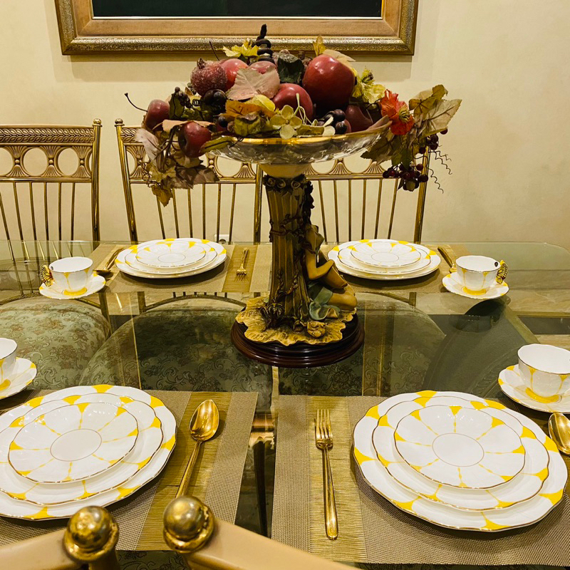 Dinner Set Aynsley England Butterfly Yellow 20 Pcs Mewah Cantik