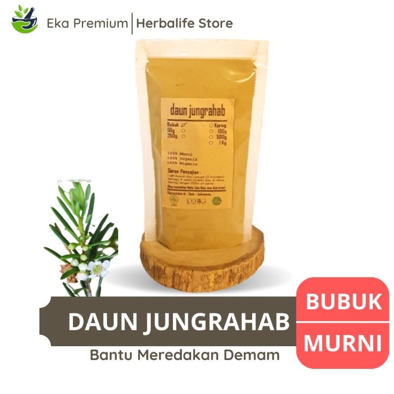 

DAUN JUNGRAHAB BUBUK Ujung Atap Kering Asli Ramuan Rempah Herbal Murni Jamu Minuman Tradisional Rambu Cucur Simplisa Baeckea Frustescens